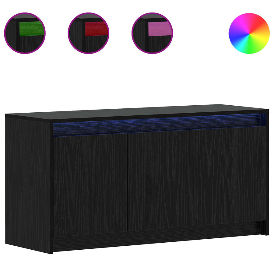 TV-kast 100 x 34 x 50 cm Zwart eiken Bewerkt hout