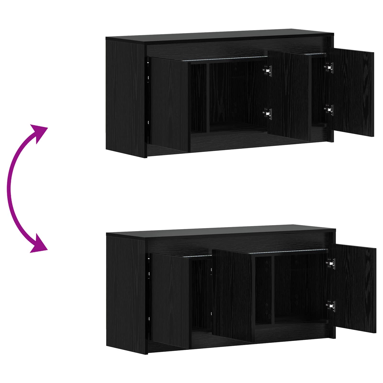 TV-kast 100 x 34 x 50 cm Zwart eiken Bewerkt hout