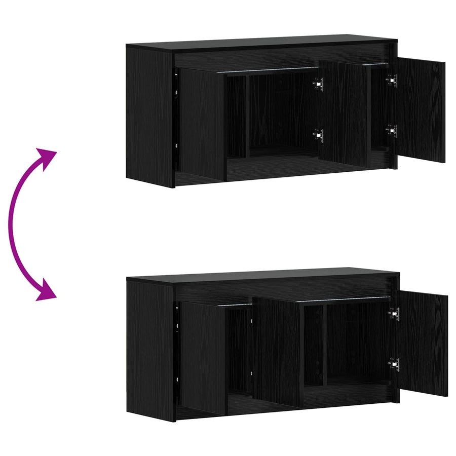 TV-kast 100 x 34 x 50 cm Zwart eiken Bewerkt hout