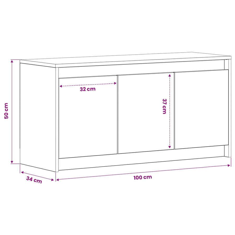 TV-kast 100 x 34 x 50 cm Zwart eiken Bewerkt hout