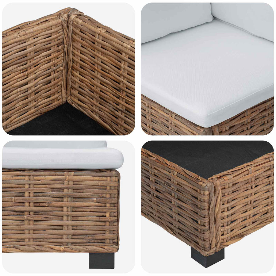 Hoekbank met kussens GENDT Natuurlijk rattan Naturel