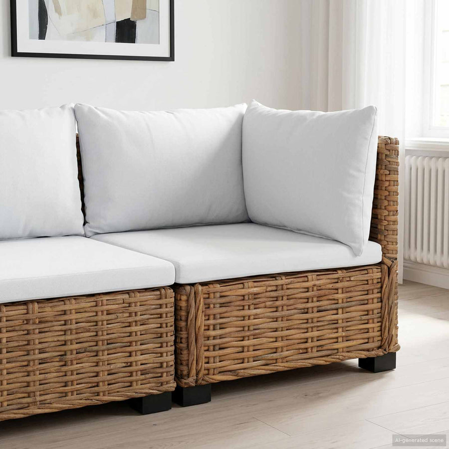Hoekbank met kussens GENDT Natuurlijk rattan Naturel