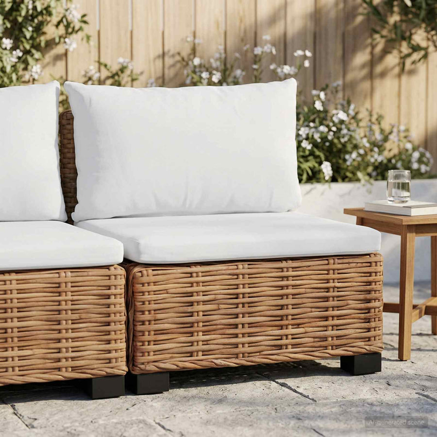 Middelgrote Bank met Kussens GENDT Natuurlijk rattan Naturel