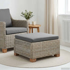 Voetensteun met kussen rotan mahonie 67x67x30 cm