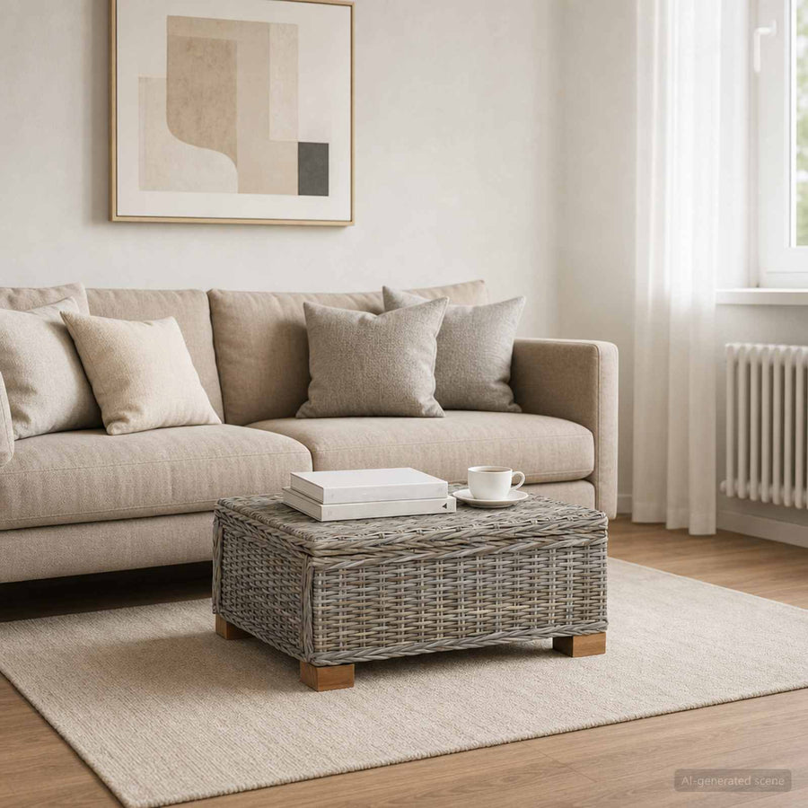 Salontafel GENDT Natuurlijk rattan Kubu grijs 67 x 60 x 30 cm