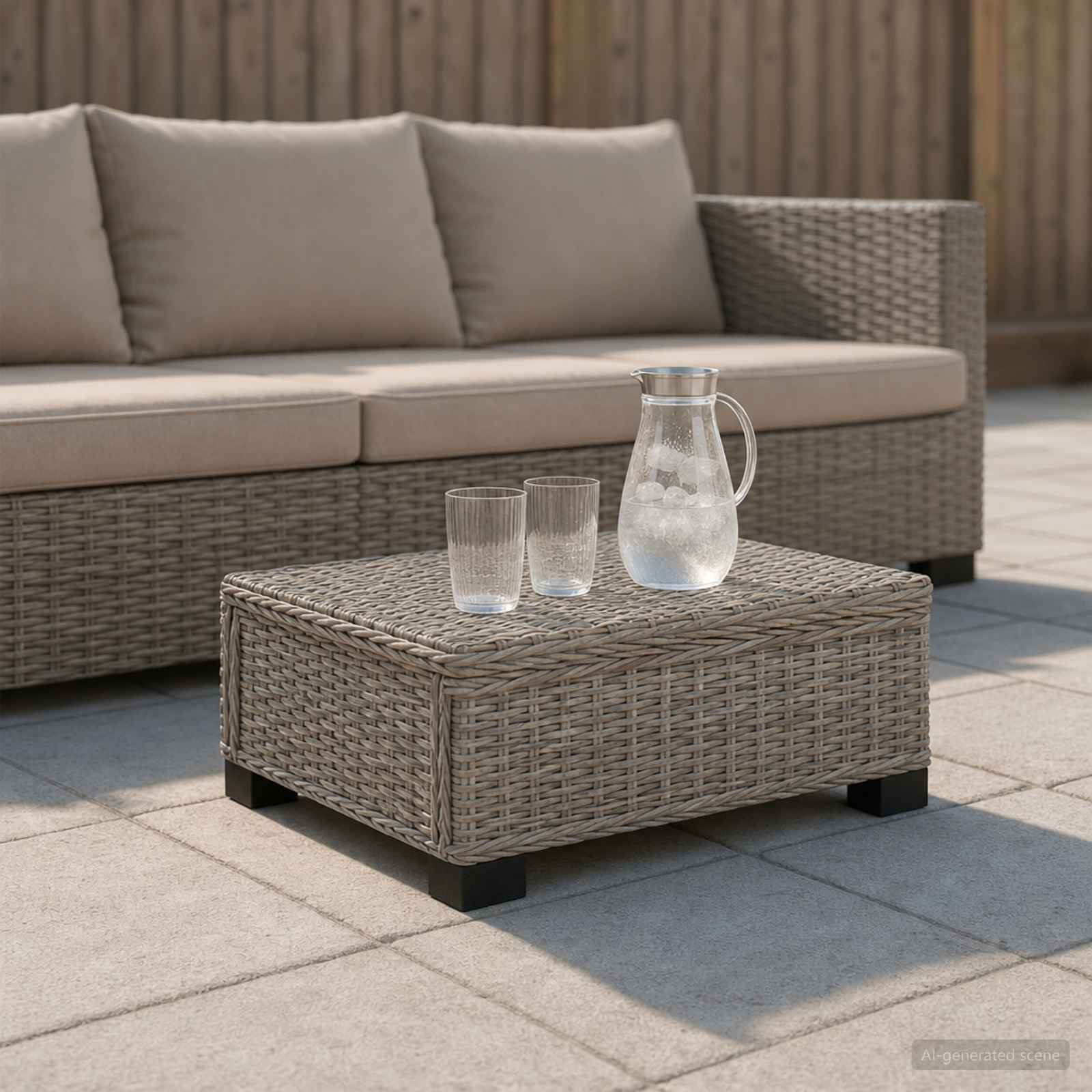 Salontafel GENDT Natuurlijk rattan Kubu grijs 67 x 60 x 30 cm