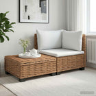 Loungeset rotan 2-delig met kussens naturel