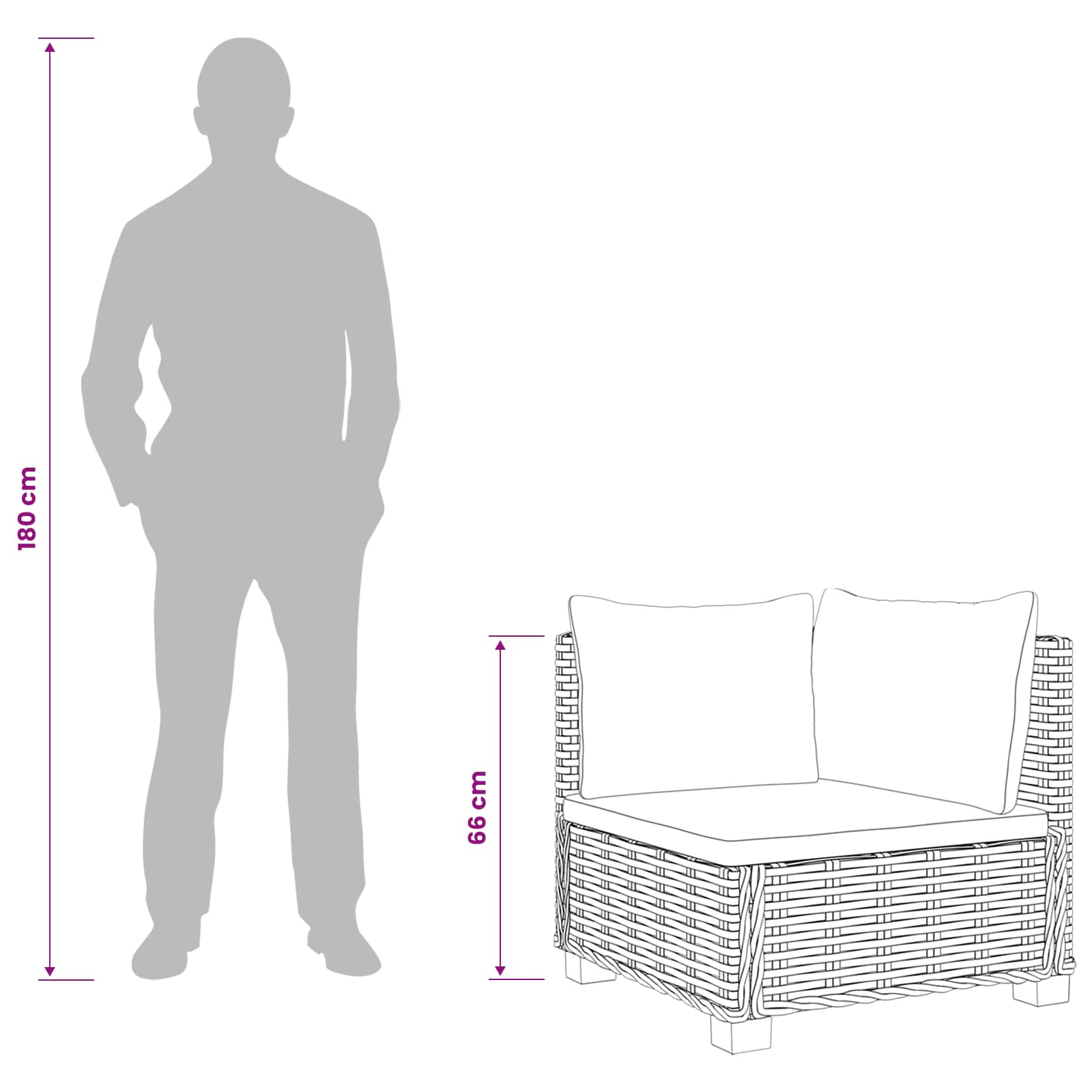 2 st Rieten Loungeset met Kussens GENDT Natuurlijk rattan