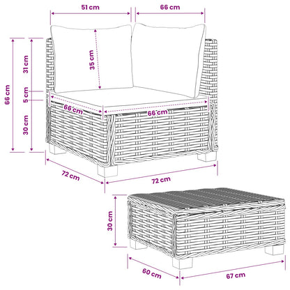 2 st Rieten Loungeset met Kussens GENDT Natuurlijk rattan