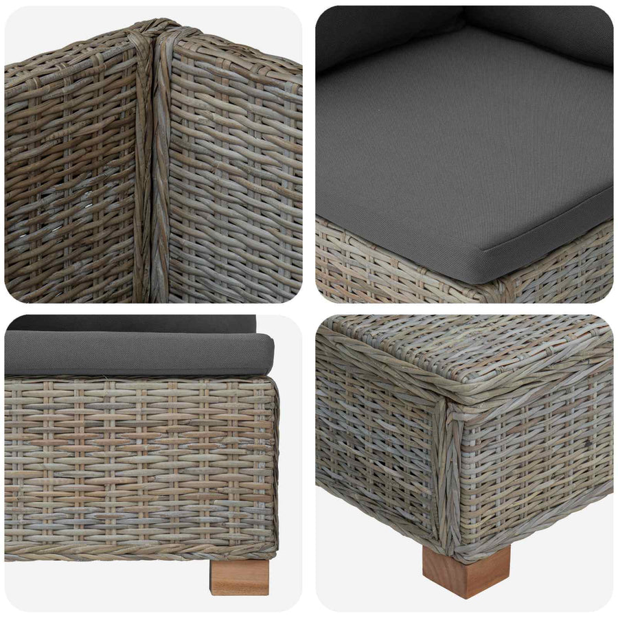 2 st Rieten Loungeset met Kussens GENDT Natuurlijk rattan