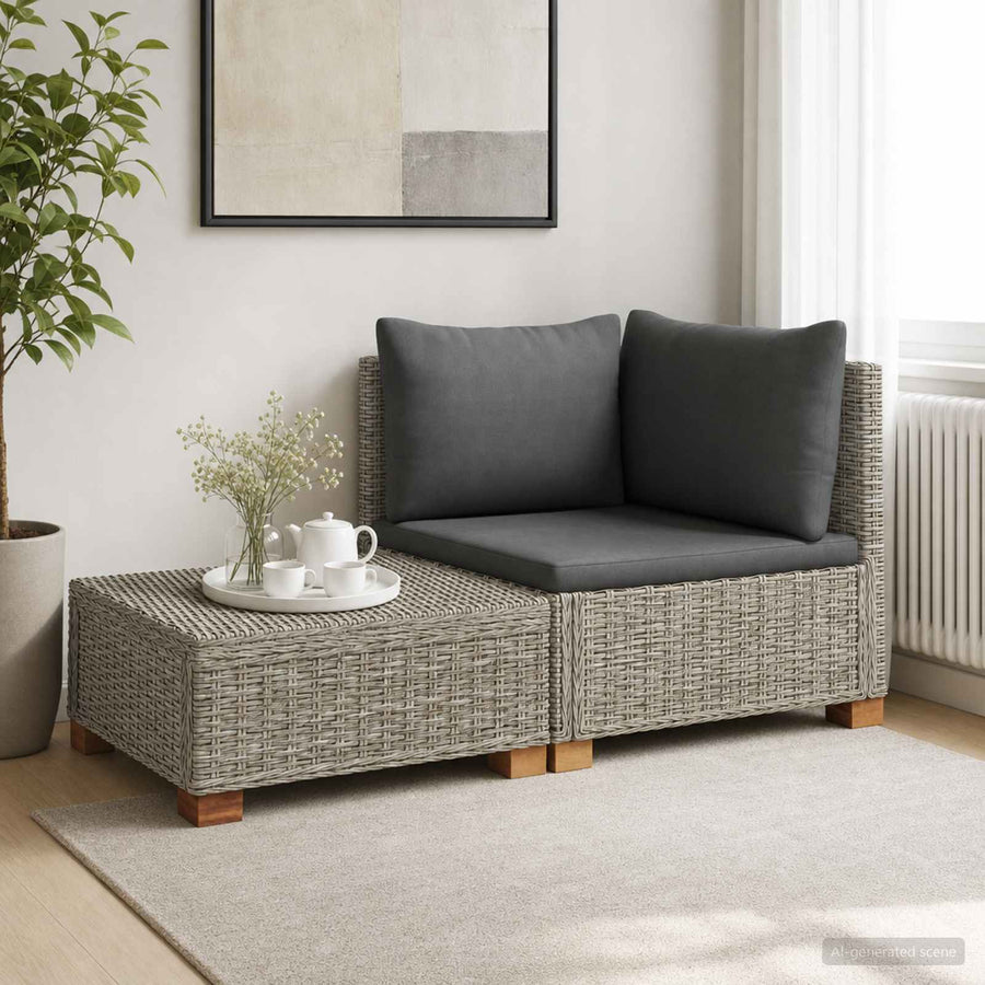 2 st Rieten Loungeset met Kussens GENDT Natuurlijk rattan