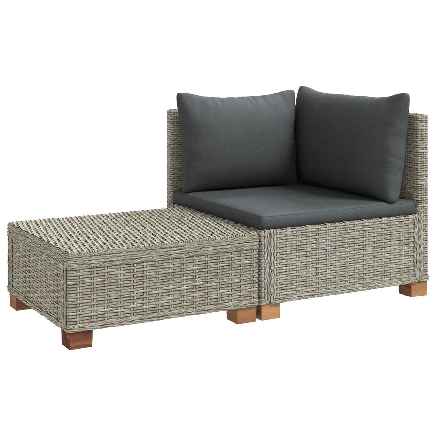 2 st Rieten Loungeset met Kussens GENDT Natuurlijk rattan