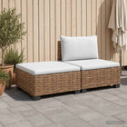 Rieten loungeset 2-delig met kussens naturel