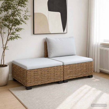 2 st Rieten Loungeset met Kussens GENDT Natuurlijk rattan