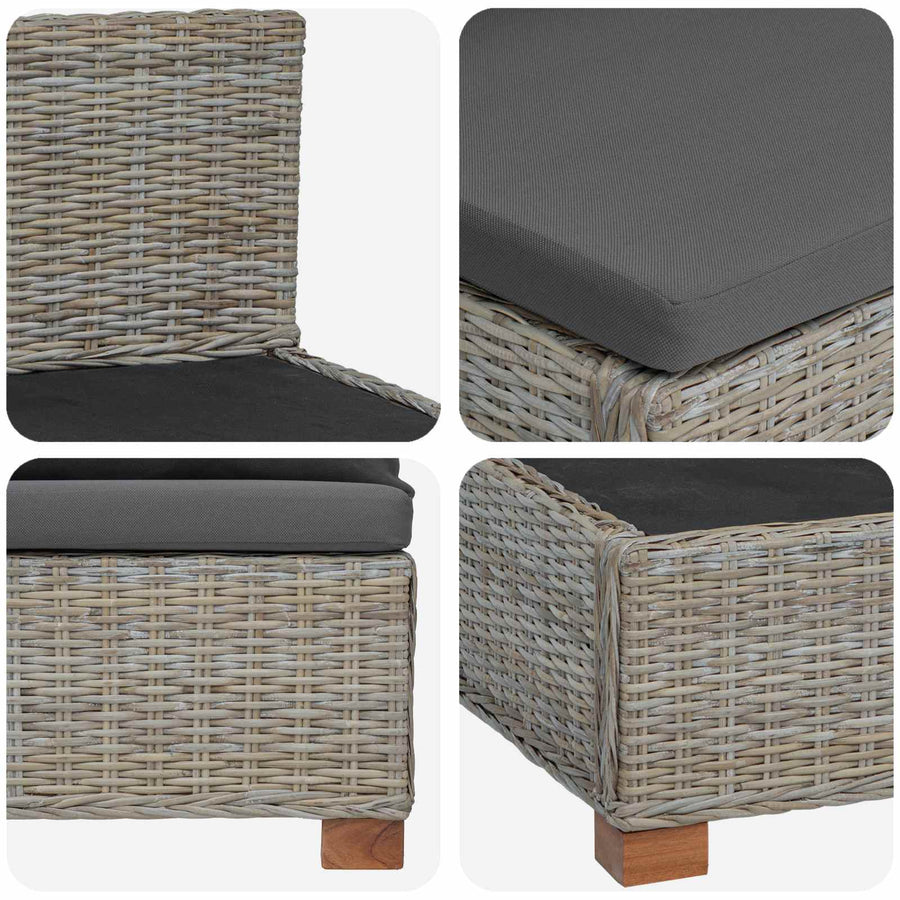2 st Rieten Loungeset met Kussens GENDT Natuurlijk rattan