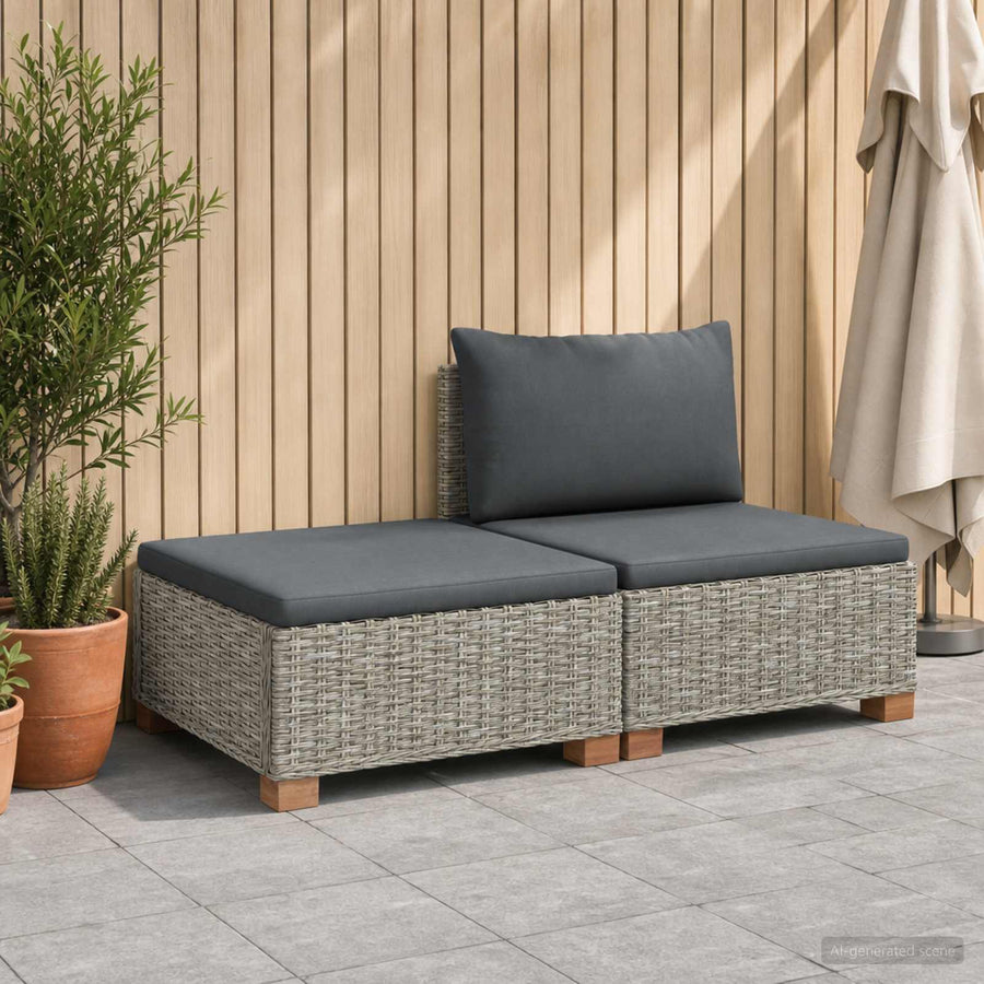 2 st Rieten Loungeset met Kussens GENDT Natuurlijk rattan
