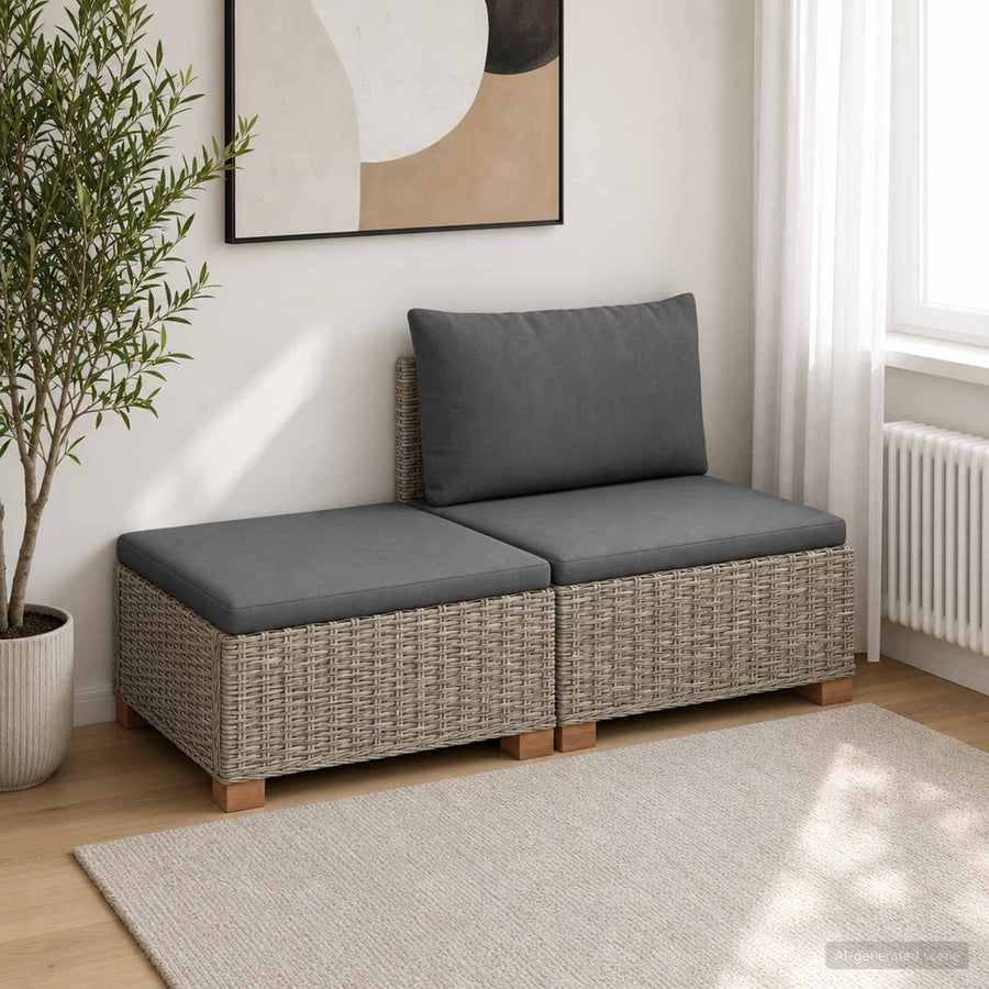 2 st Rieten Loungeset met Kussens GENDT Natuurlijk rattan