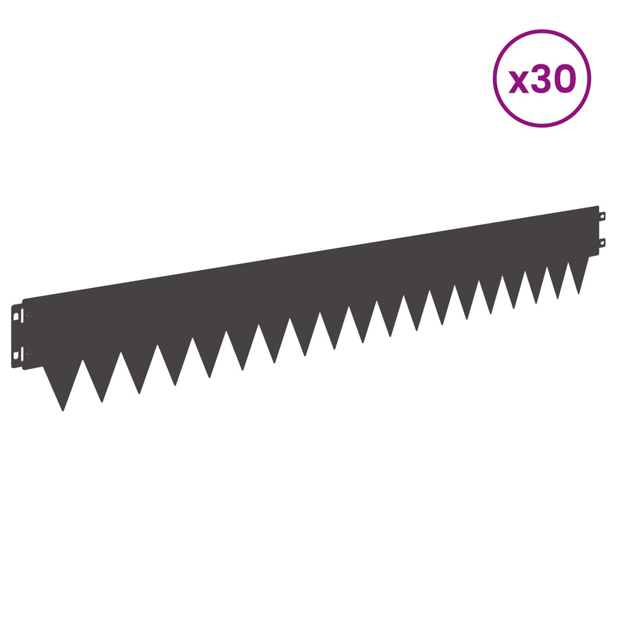 Tuinrand 30 pcs 103 x 15 cm metaal Zwart