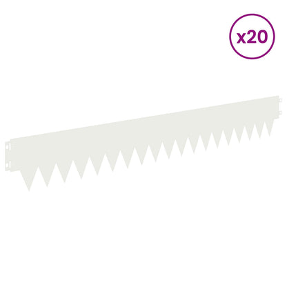 Tuinrand 20 pcs 103 x 15 cm metaal Wit