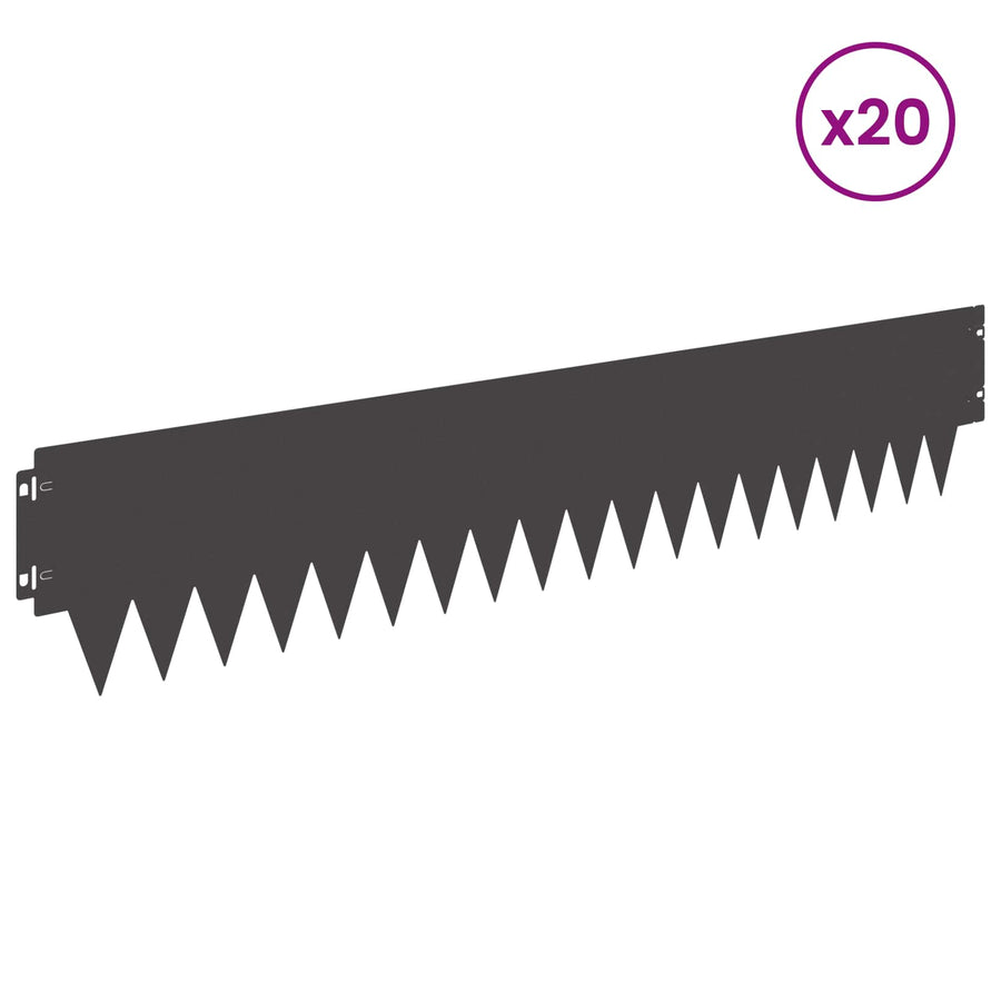 Tuinrand 20 pcs 103 x 20 cm metaal Zwart