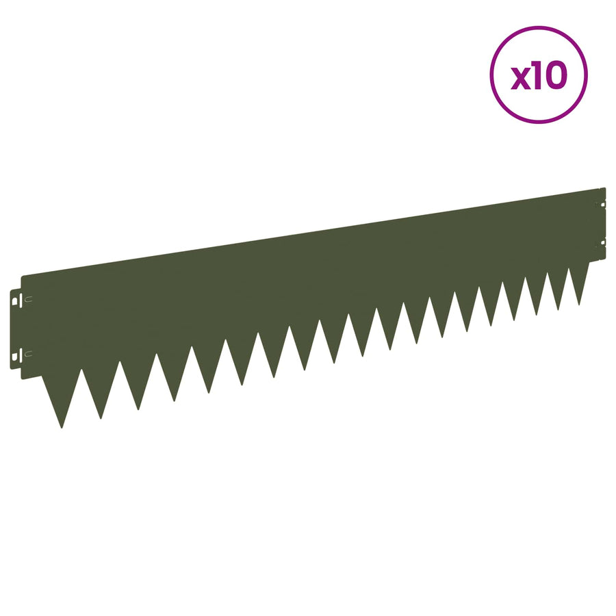 Tuinrand 10 pcs 103 x 20 cm metaal Olijfgroen