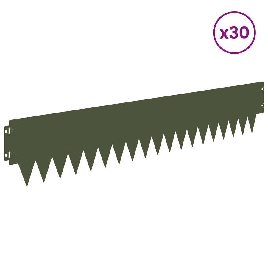 Tuinrand 30 pcs 103 x 20 cm metaal Olijfgroen
