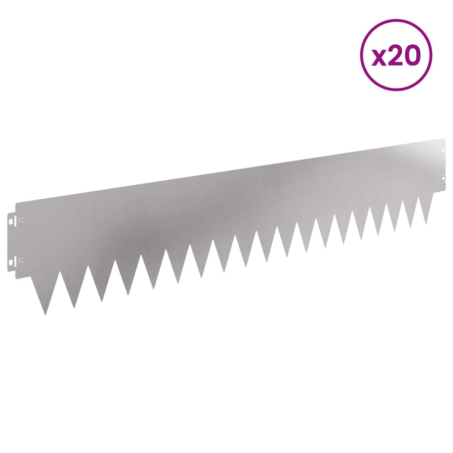 Tuinrand 20 pcs 103 x 20 cm metaal Zilverkleurig