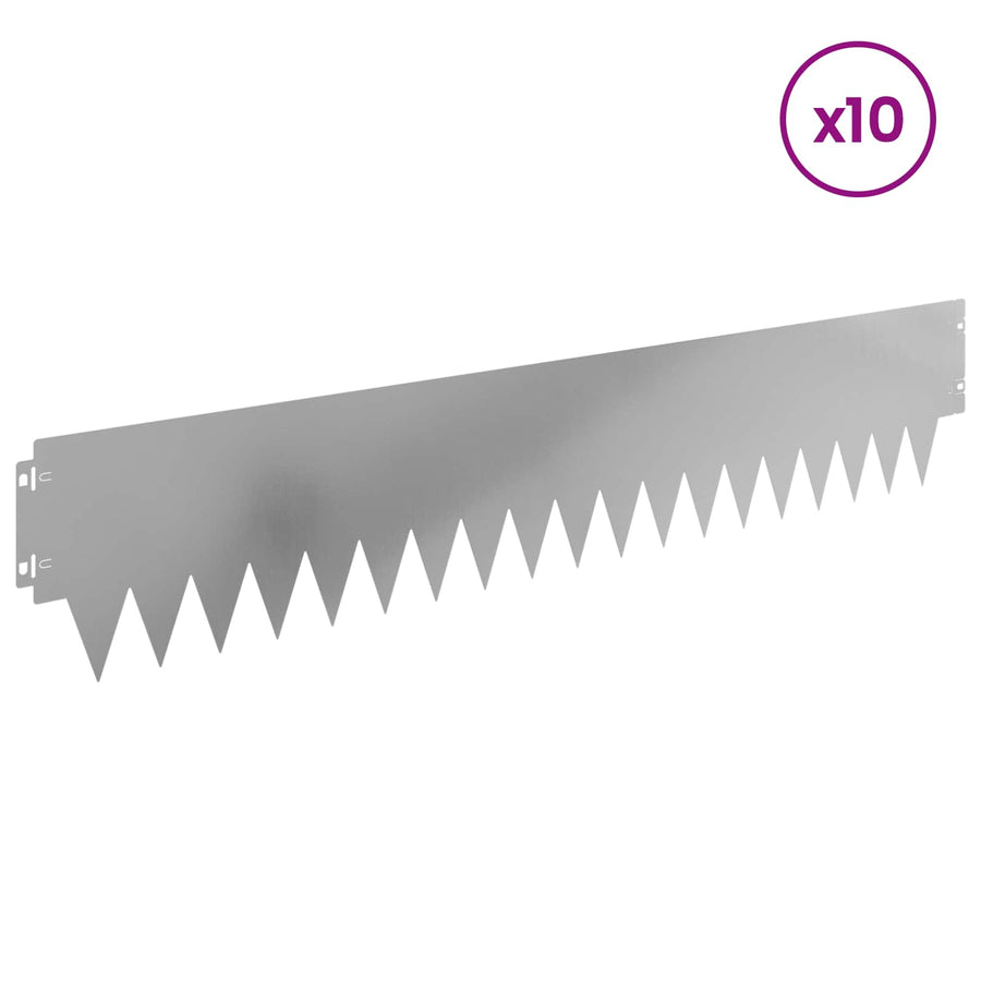 Tuinrand 10 pcs 103 x 20 cm metaal Zilverkleurig