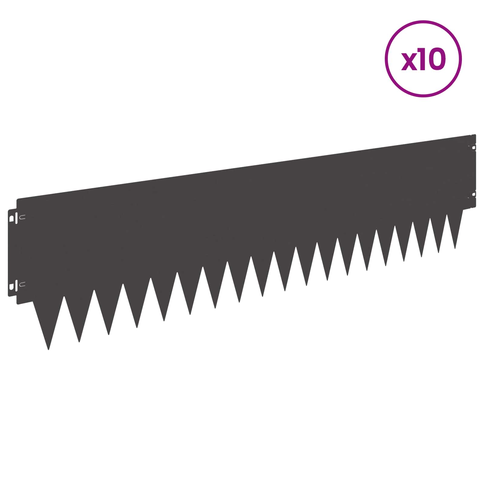Tuinrand 10 pcs 103 x 25 cm metaal Zwart