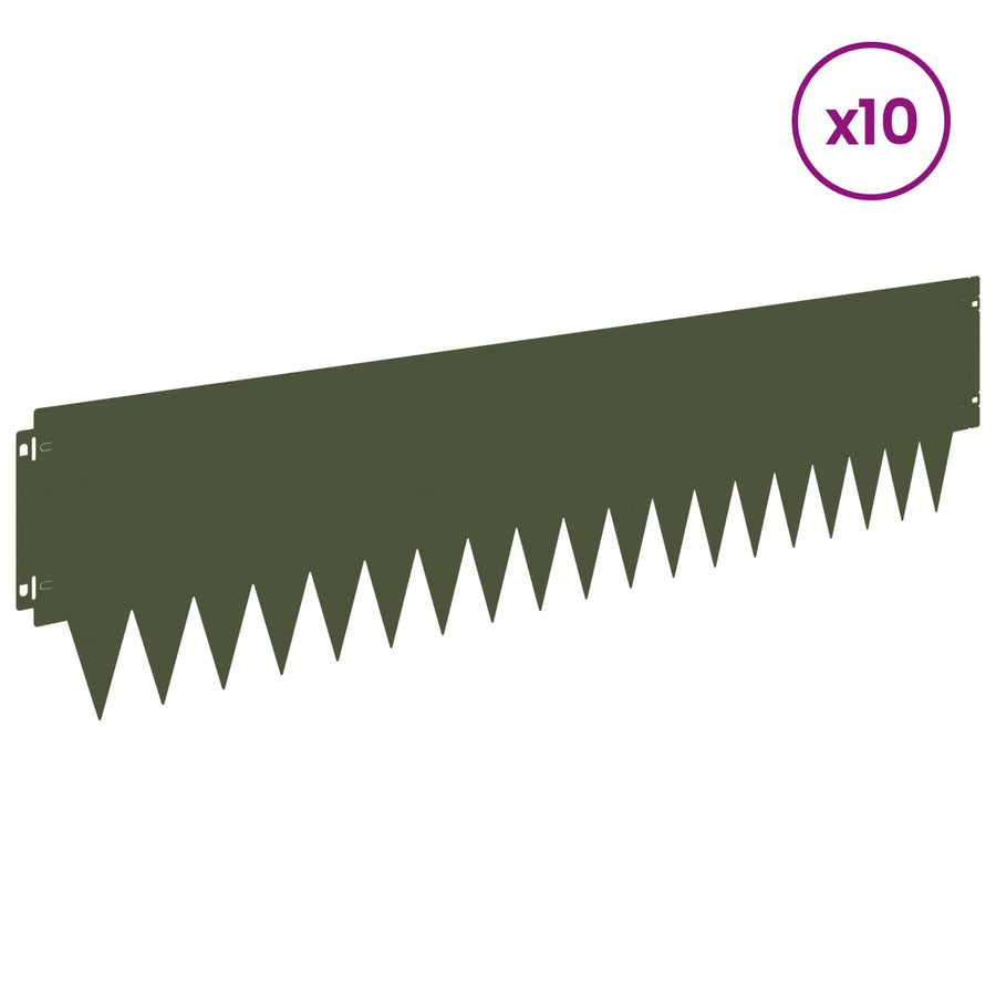 Tuinrand 10 pcs 103 x 25 cm metaal Olijfgroen