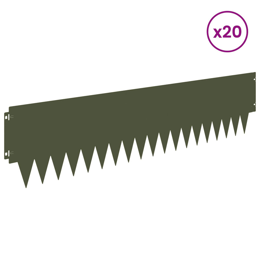 Tuinrand 20 pcs 103 x 25 cm metaal Olijfgroen