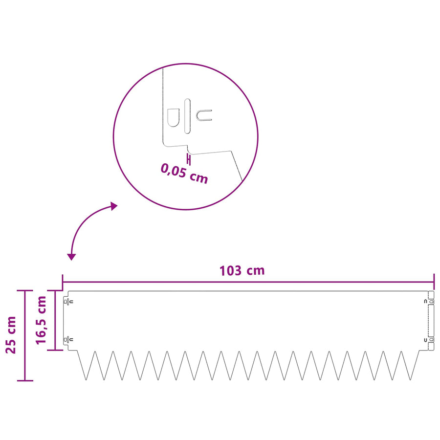 Tuinrand 30 pcs 103 x 25 cm metaal Zilverkleurig