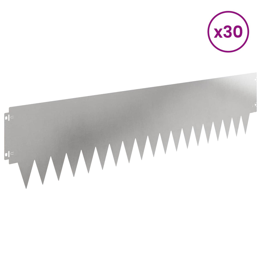 Tuinrand 30 pcs 103 x 25 cm metaal Zilverkleurig