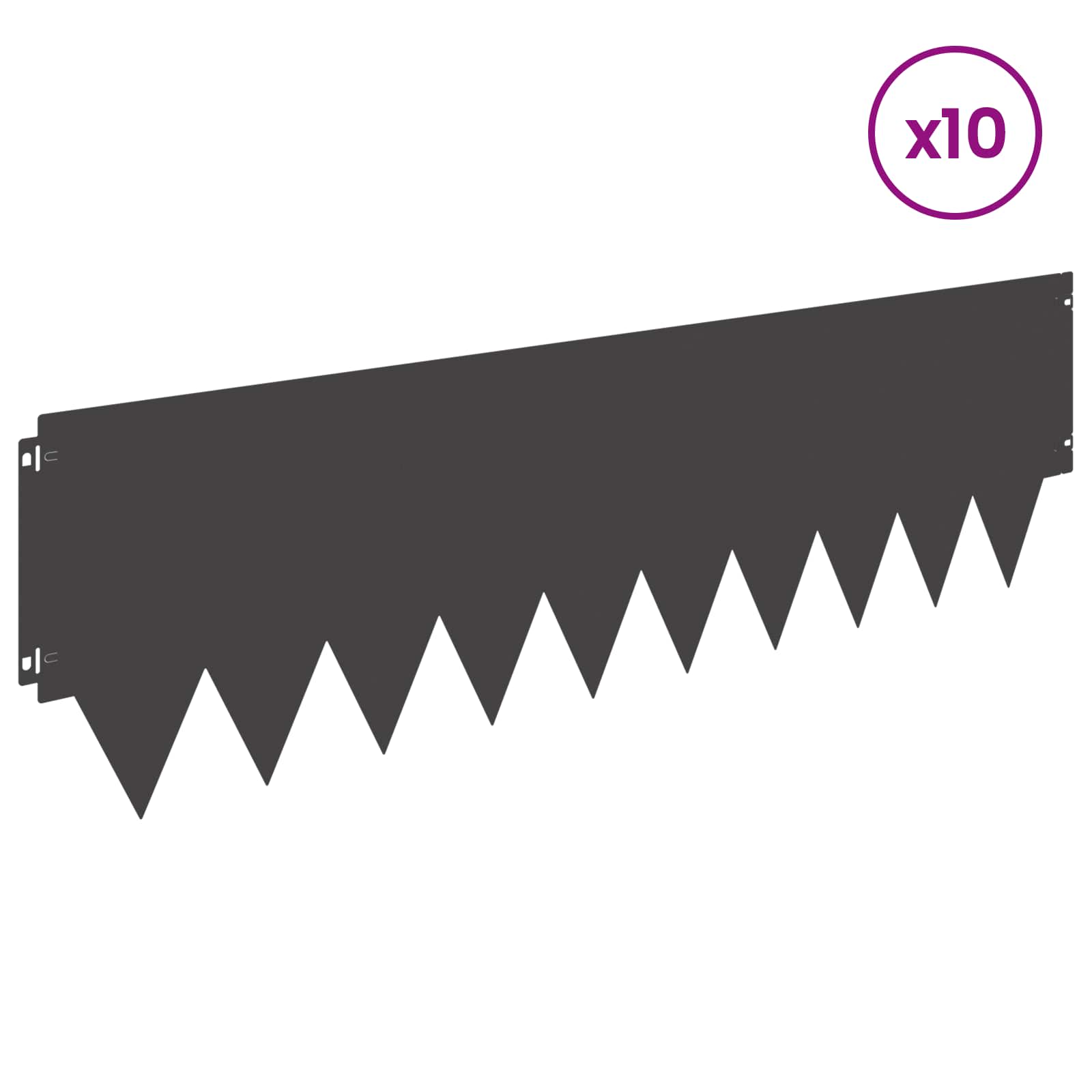 Tuinrand 10 pcs 103 x 30 cm metaal Zwart