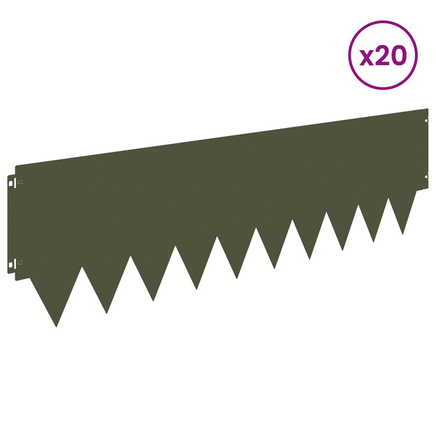 Tuinrand 20 pcs 103 x 30 cm metaal Olijfgroen
