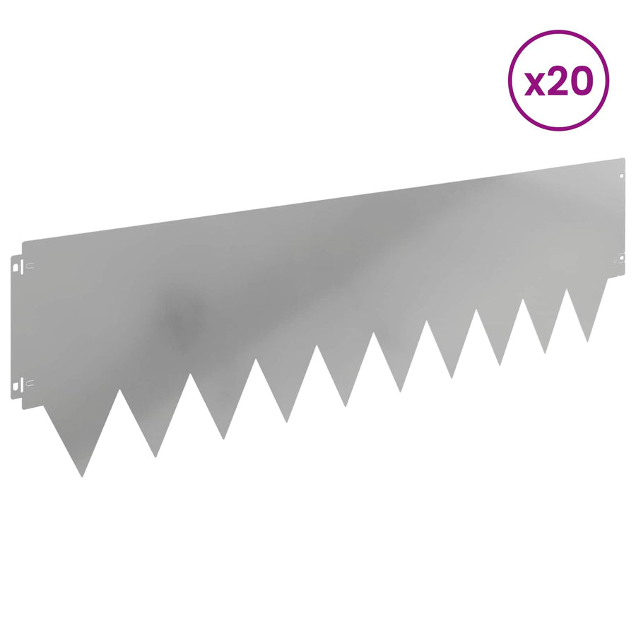 Tuinrand 20 pcs 103 x 30 cm metaal Zilverkleurig
