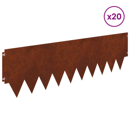 Tuinrand 20 pcs 103 x 30 cm metaal Roestig