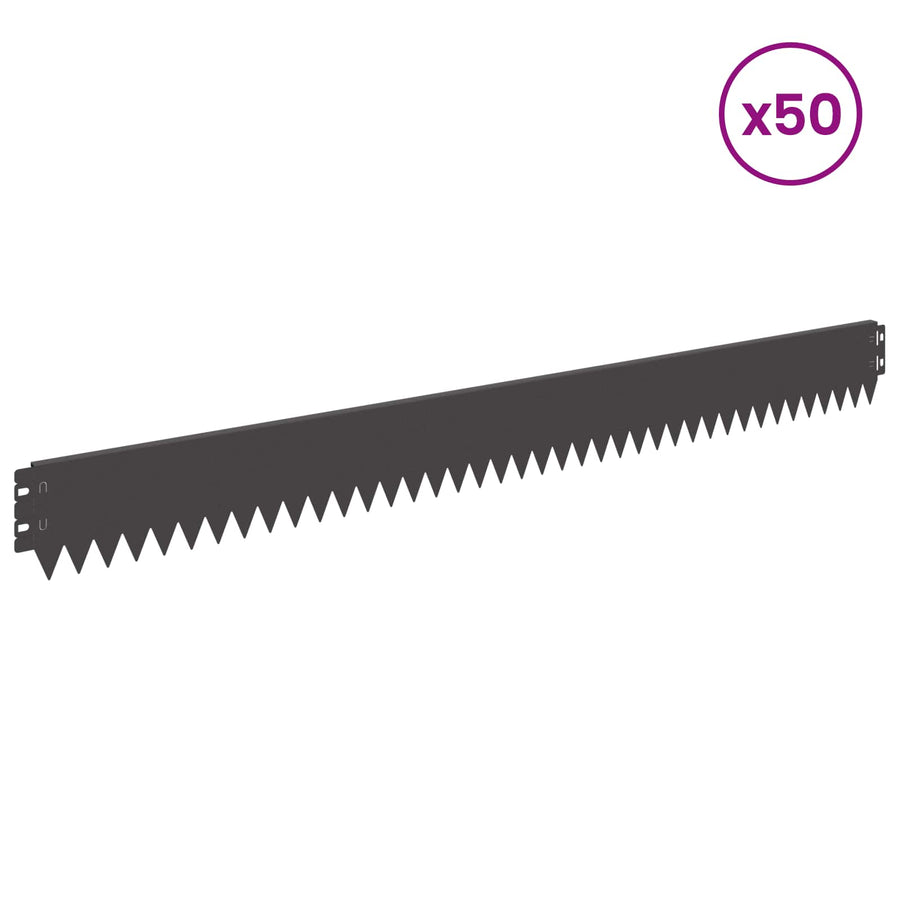 Gazonrand 50 pcs 103 x 10 cm Staal Zwart