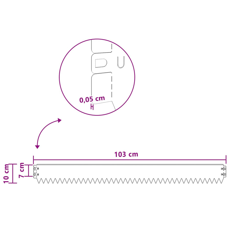 Gazonrand 10 pcs 103 x 10 cm Staal Wit
