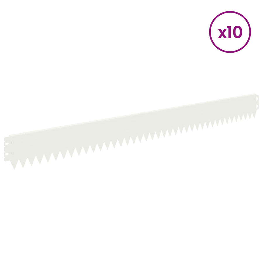 Gazonrand 10 pcs 103 x 10 cm Staal Wit
