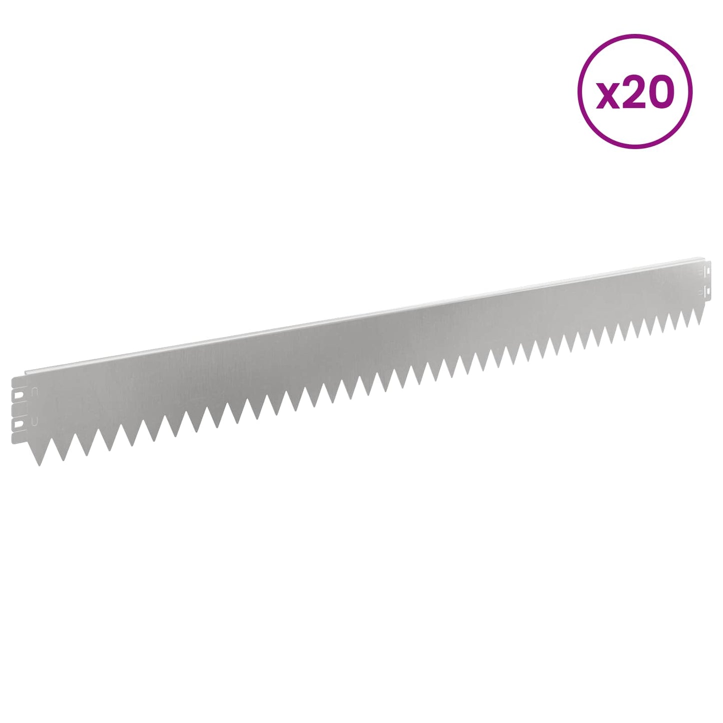 Gazonrand 20 pcs 103 x 10 cm Staal Zilverkleurig