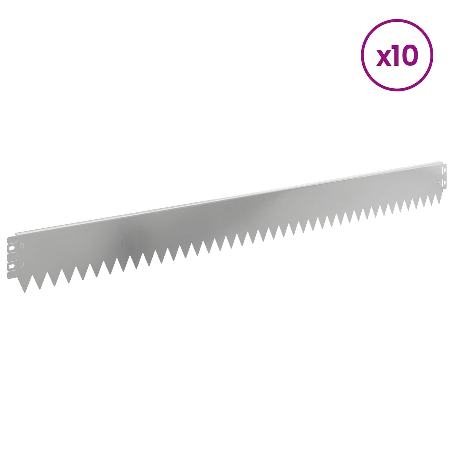 Gazonrand 10 pcs 103 x 10 cm Staal Zilverkleurig