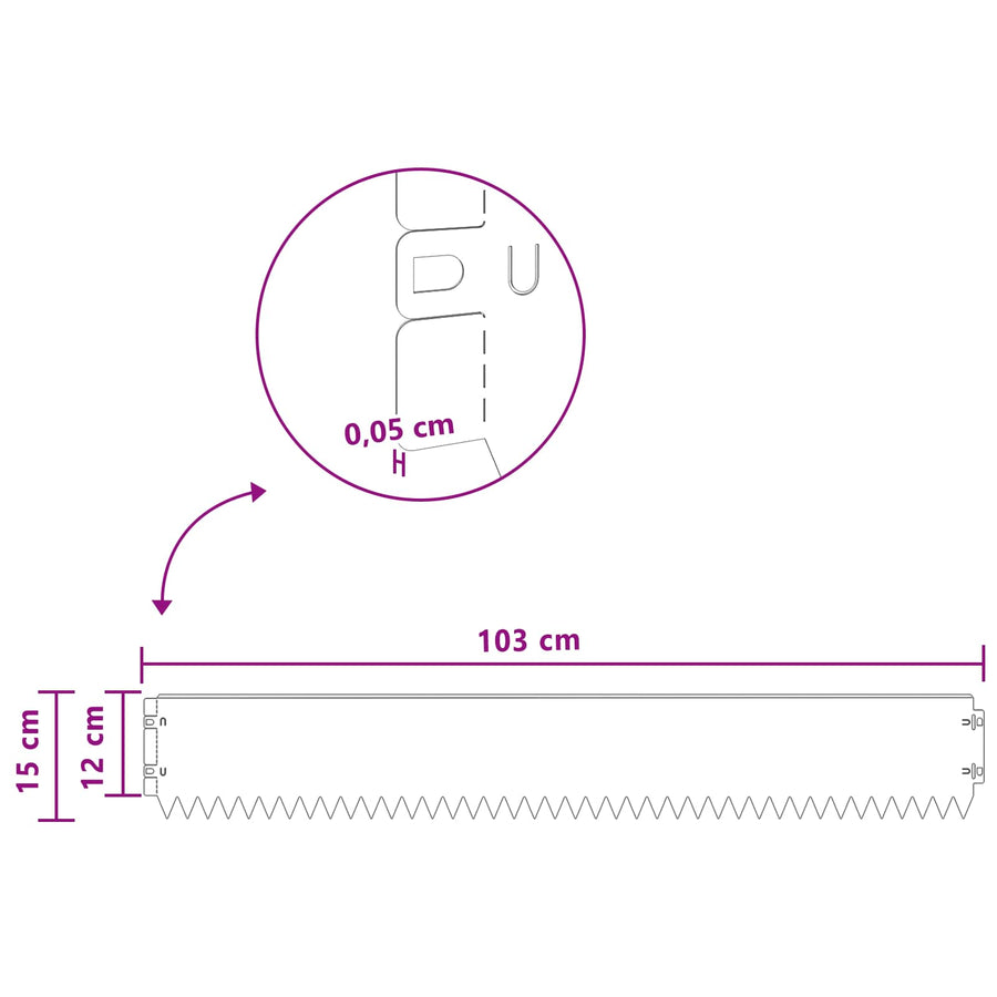 Gazonrand 30 pcs 103 x 15 cm Staal Zwart