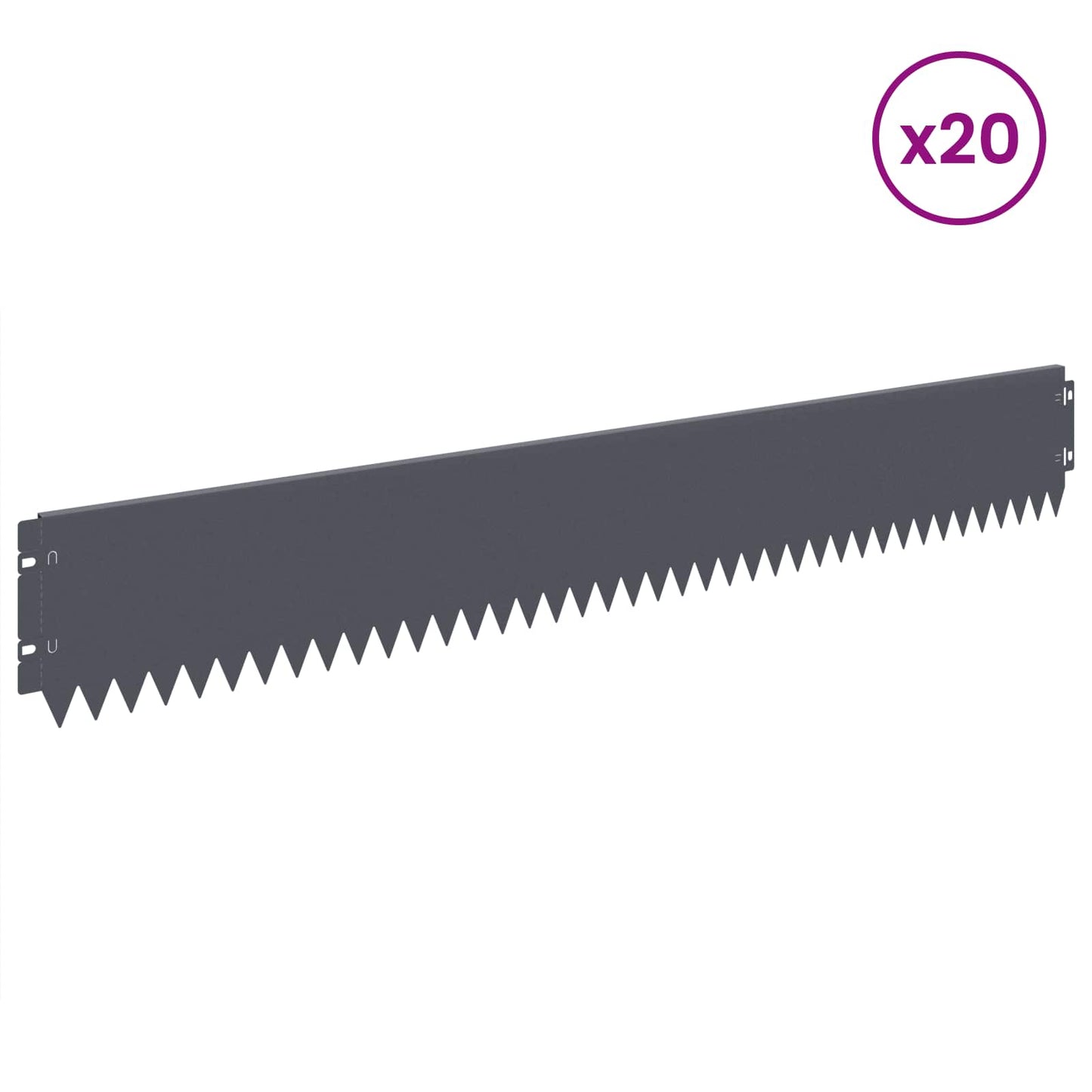 Gazonrand 20 pcs 103 x 15 cm Staal Antracietkleurig