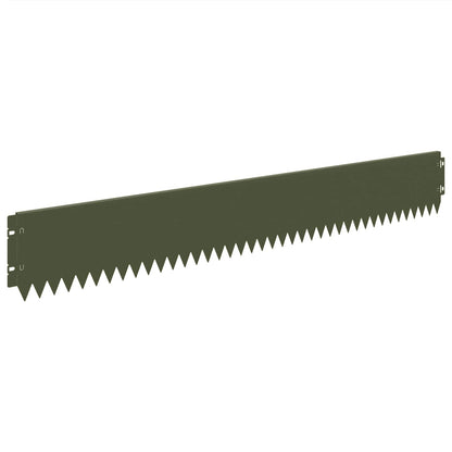 Gazonrand 10 pcs 103 x 15 cm Staal Olijfgroen