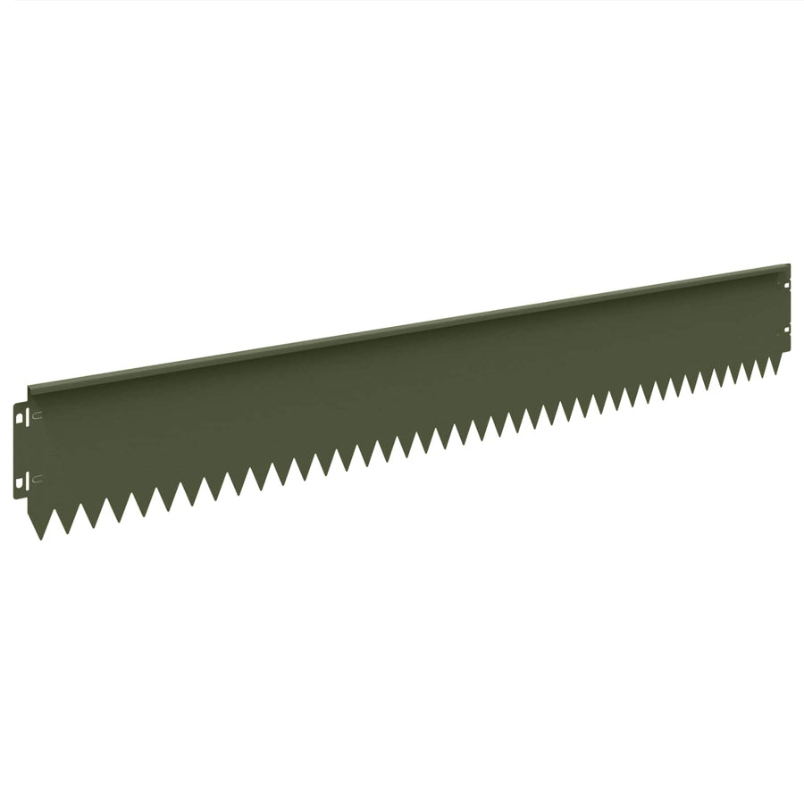 Gazonrand 10 pcs 103 x 15 cm Staal Olijfgroen