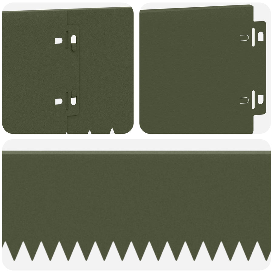 Gazonrand 30 pcs 103 x 15 cm Staal Olijfgroen