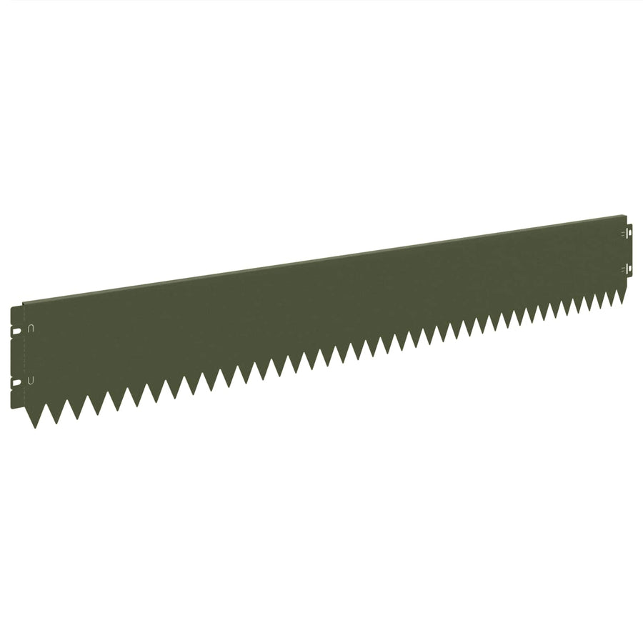 Gazonrand 30 pcs 103 x 15 cm Staal Olijfgroen