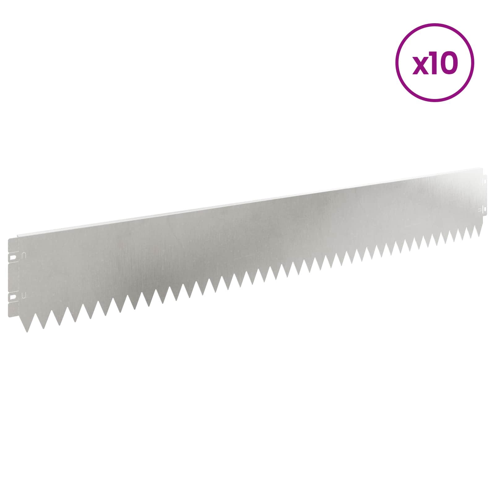 Gazonrand 10 pcs 103 x 15 cm Staal Zilverkleurig
