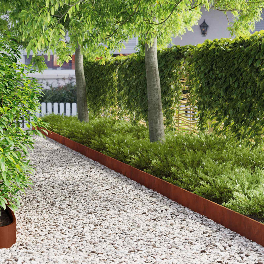 Gazonrand 20 pcs 103 x 15 cm Staal Roestig
